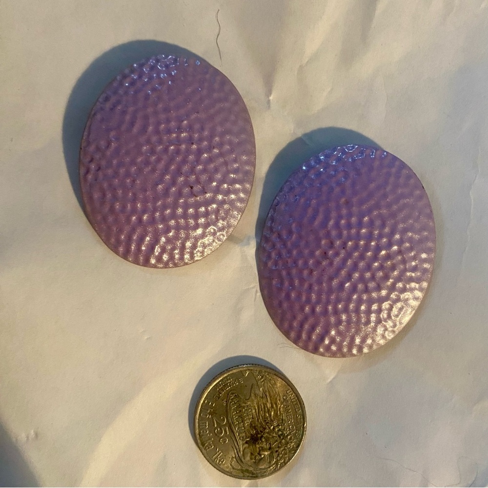 Unhinged Pale Purple Hammered Metal Clip-On Earrings